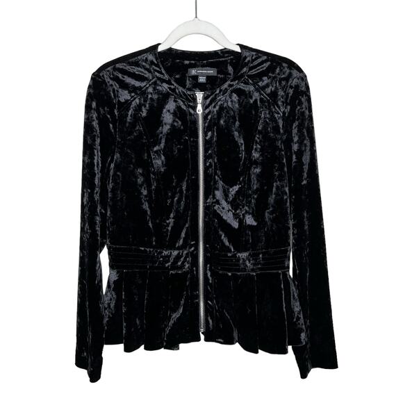 INC International Concepts Women's Crushed-Velvet Peplum Jacket Size Medium - Picture 1 of 6